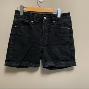 Old Navy Black Denim Jean Shorts Size 4 High Rise Straight OG